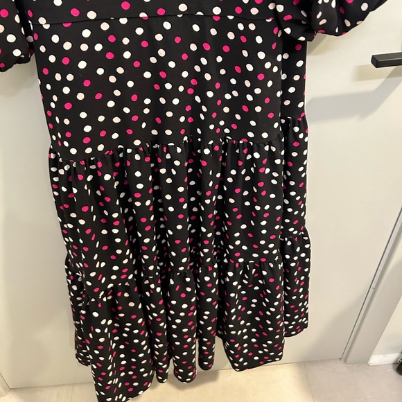 Kate Spade Glimmer Dot Wrap Dress Black Multi Size Medium FLAWED Designer S0767 - Picture 12 of 13